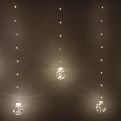 Гирлянда для дома бахрома «Шар» ш2,5 м* в0,5/0,8м 200 ламп LED, d-8 см, 1 реж, IP-20, Белый