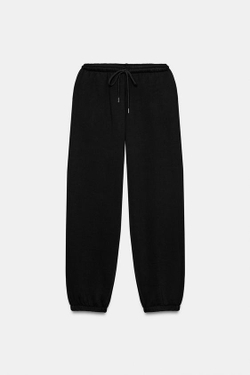 ZARA БРЮКИ-ДЖОГГЕРЫ ИЗ МЯГКОЙ ТКАНИ, ЧЕРНЫЙ