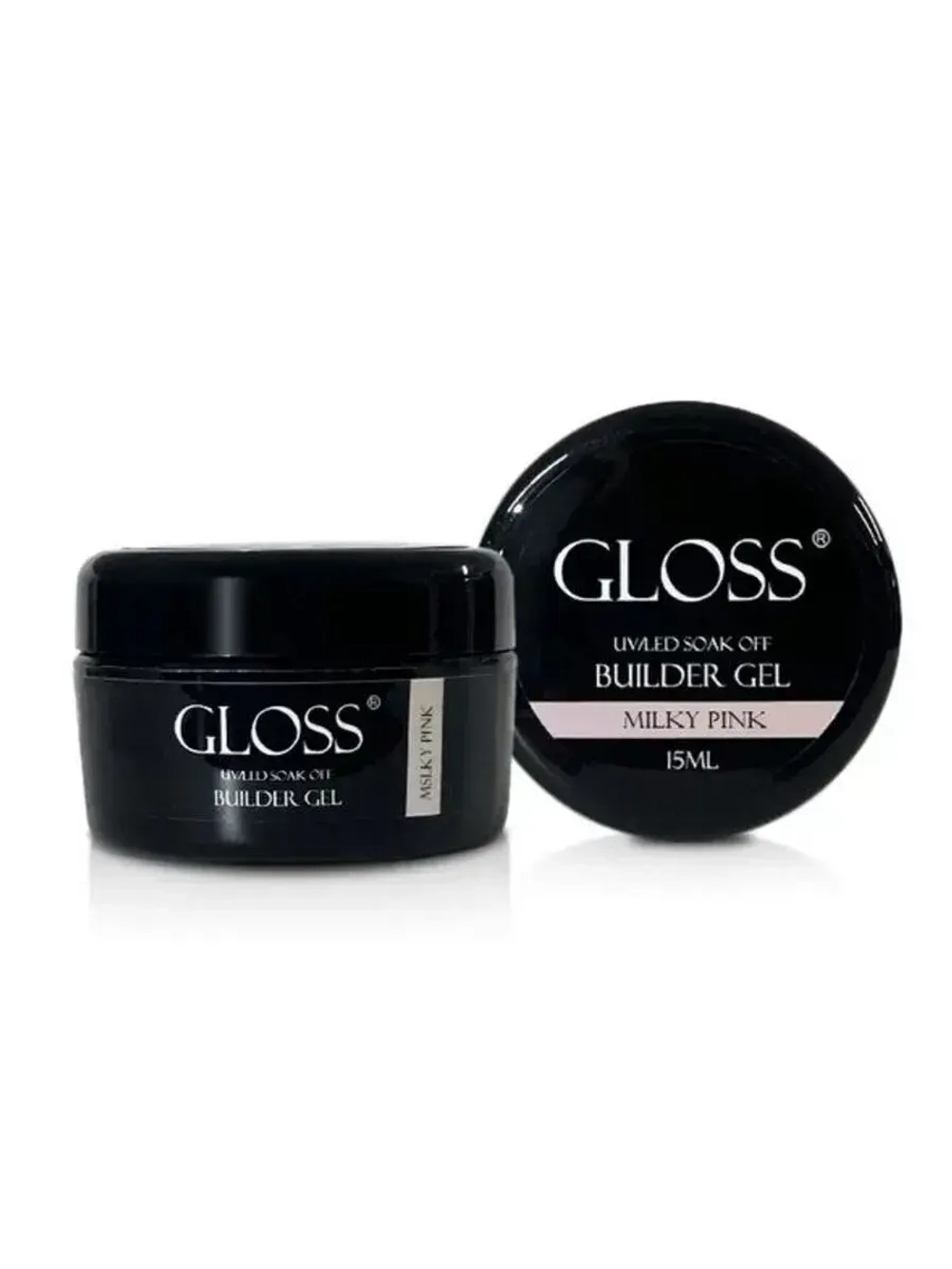 GLOSS Однофазний гель Builder Gel GLOSS Milky Pink, 15 мл