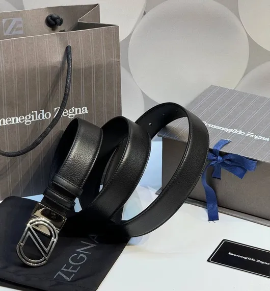 Двусторонний мужской ремень ZEGNA, 3,5 мм, чёрный