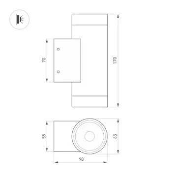 Светильник настенный 2*9W 3000K 038154(1) серый LGD-RAY-WALL-TWIN-R65-2x9W Warm3000 230V IP65 Arlight