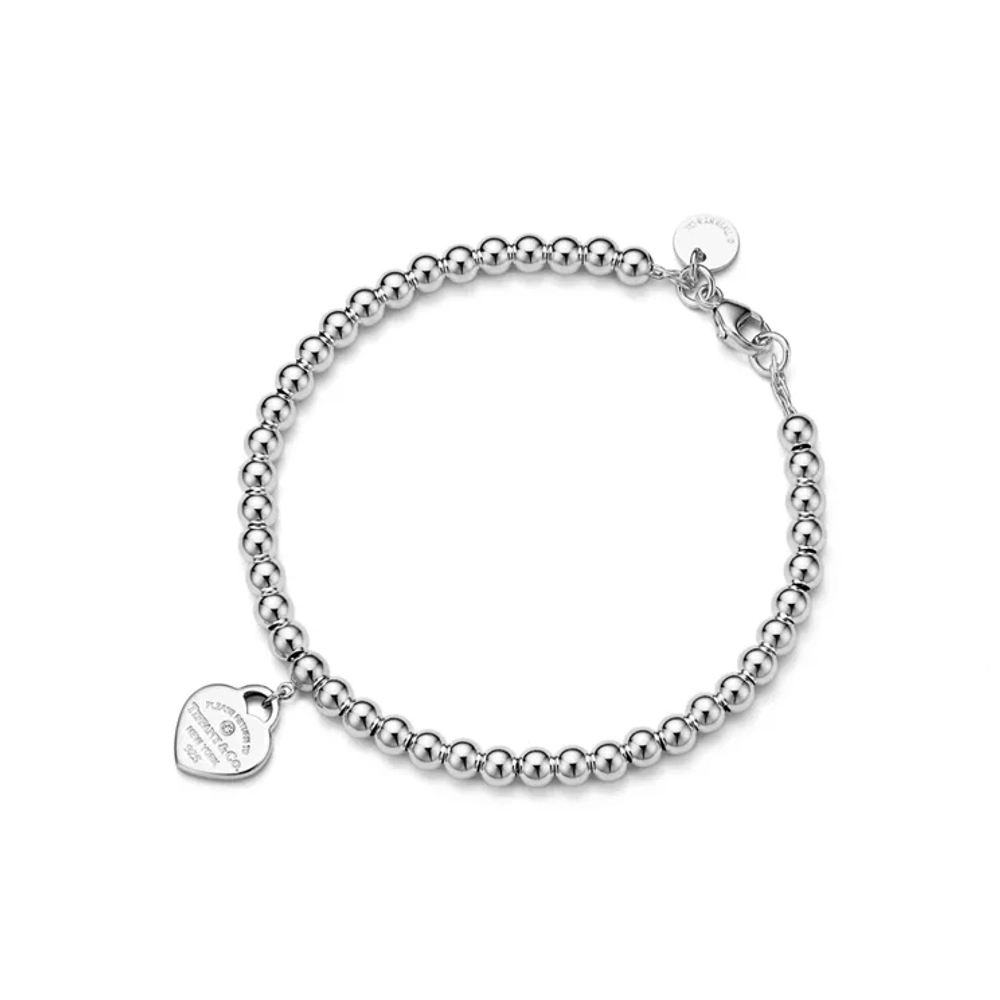 Браслет из серебра с розовой эмалью и бриллиантом, Tiffany 🩷