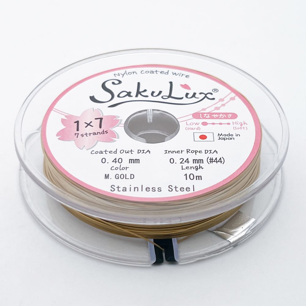 Ювелирный тросик SakuLux, цвет золото, толщина 0,4 мм, цена за катушку 10 метров