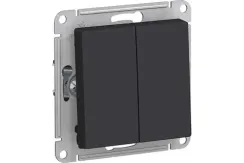 Выключатель Systeme Electric ATLASDESIGN 2-клавишный проходной карбон 36222