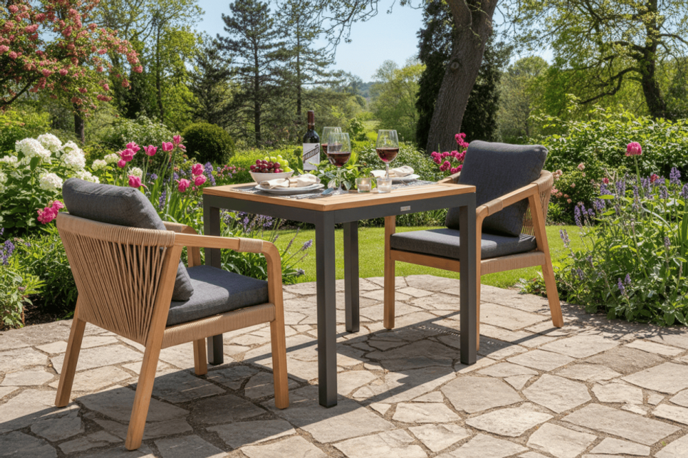 Стол обеденный Ideal Patio ТЕЛЛА алюминий, тик 80x80 см (4 ножки)