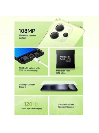 Смартфон Xiaomi Redmi Note 14, 8/256GB, Lime Green