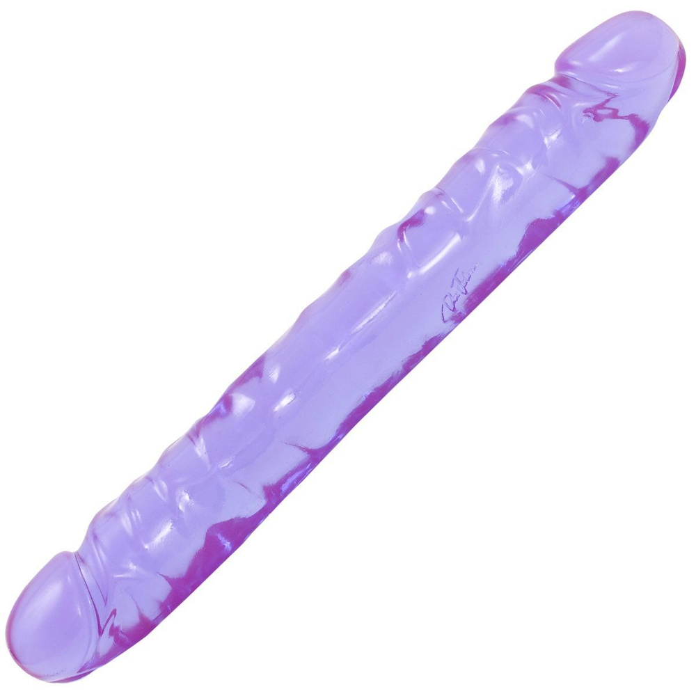 Двухсторонний фиалковый фаллос Crystal Jellies 12 Jr. Double Dong - 30,5 см. (Цвет: фиолетовый)