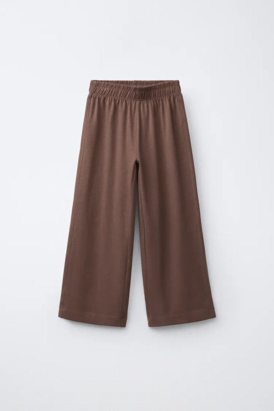 ZARA ПЛОТНЫЕ БРЮКИ WIDE LEG, КОРИЧНЕВЫЙ