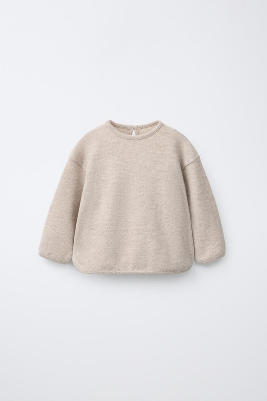 ZARA ОДНОТОННЫЙ ЛОНГСЛИВ SOFT TOUCH, БЕЖЕВЫЙ