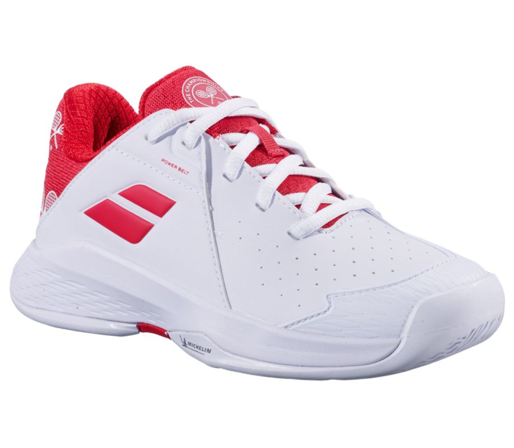 Детские теннисные кроссовки Babolat Propulse Junior 3 Wimbledon All Court - white/red