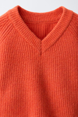 ZARA ОДНОТОННЫЙ ТРИКОТАЖНЫЙ СВИТЕР, ОРАНЖЕВЫЙ