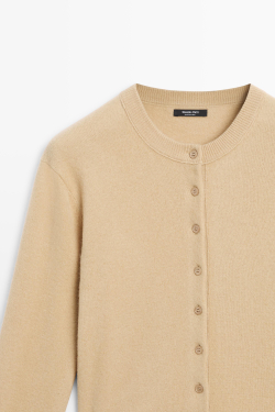 Massimo Dutti Кардиган с пуговицами, цвет верблюжьей шерсти