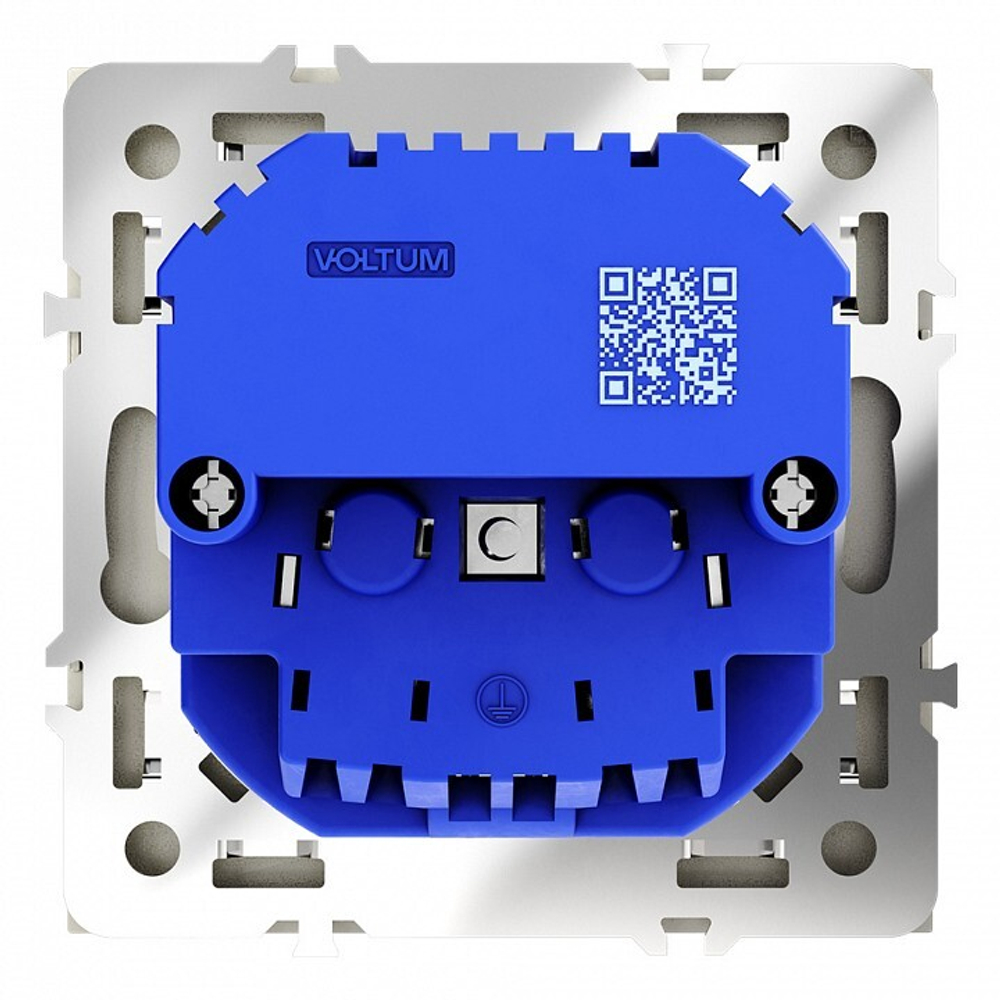Розетка с заземлением и со шторкой и 2хUSB type A, без рамки Voltum S70 VLS040404