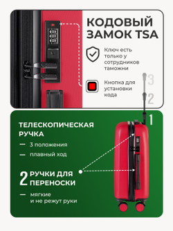 Чемодан Bonle размер S Красный