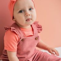 Комбинезон на лямках с крылышками из фланели "Чайная роза" 0+