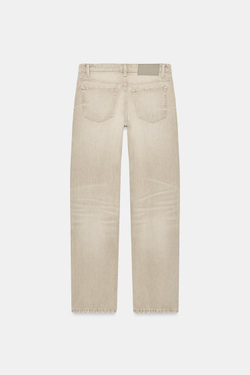 ZARA ДЖИНСЫ TRF STRAIGHT FIT СО СРЕДНЕЙ ПОСАДКОЙ, БЕЖЕВЫЙ