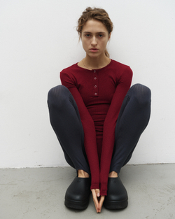 LS Ribbed Bodysuit Rhododendron
