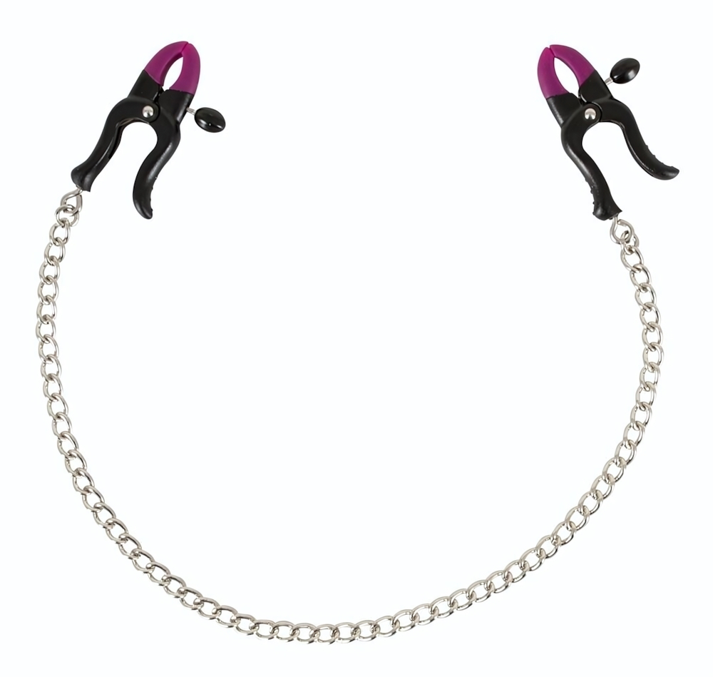 Зажимы на соски Silicone Nipple Clamps с цепочкой (Цвет: черный с серебристым)