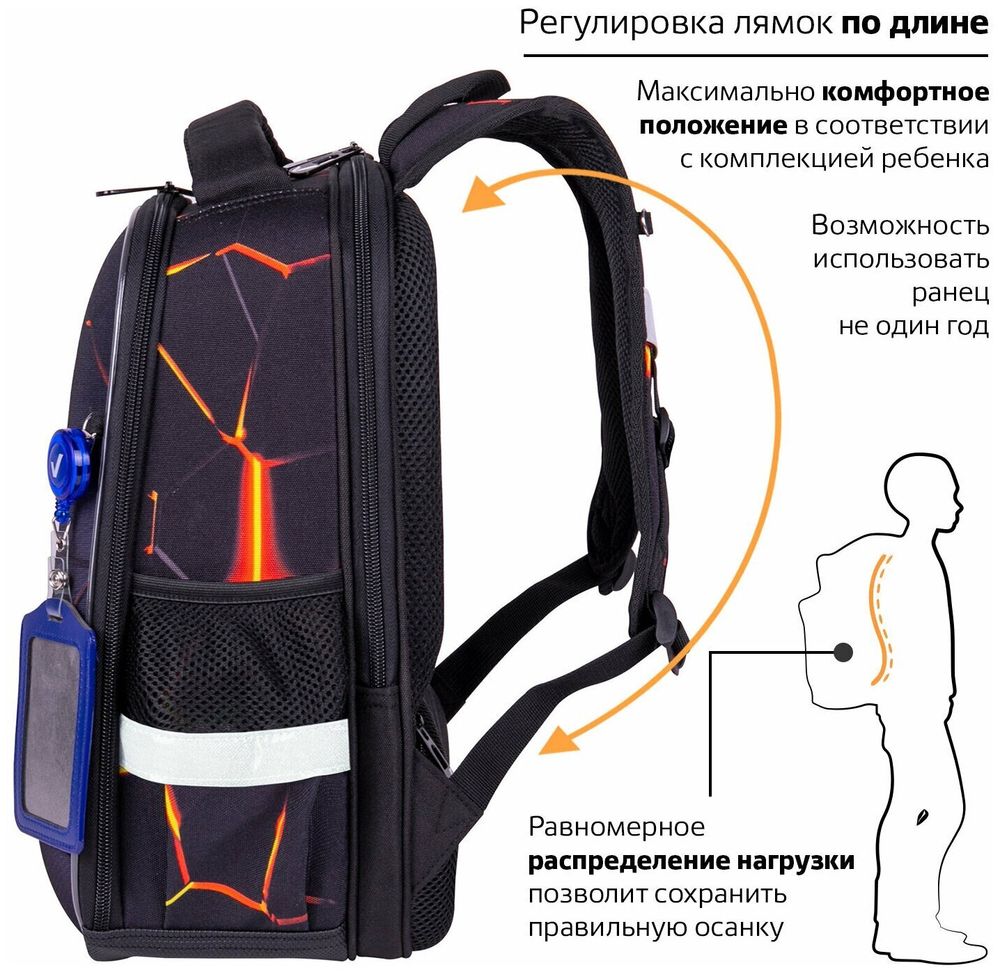 Ранец BRAUBERG FIT, 2 отделения, "Keep out", 38х27х14 см, 270617
