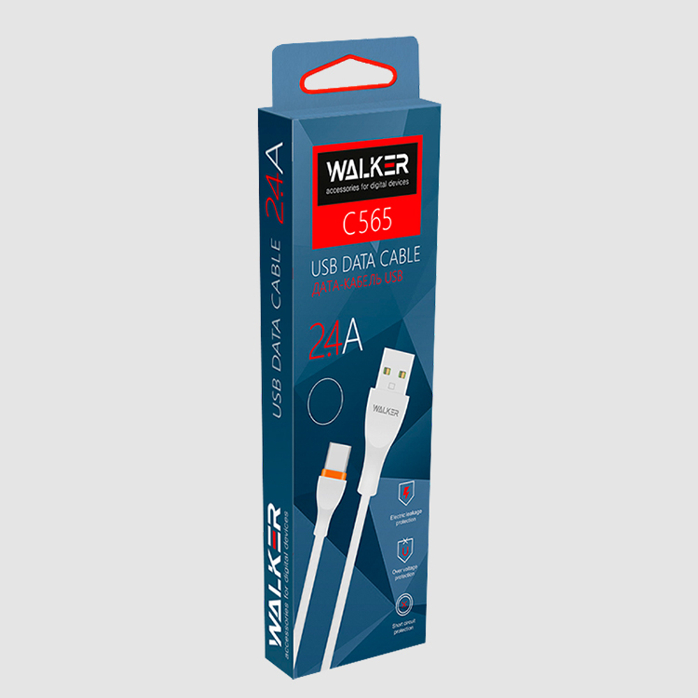 Кабель USB "WALKER" C565 для Apple (3.1А), белый