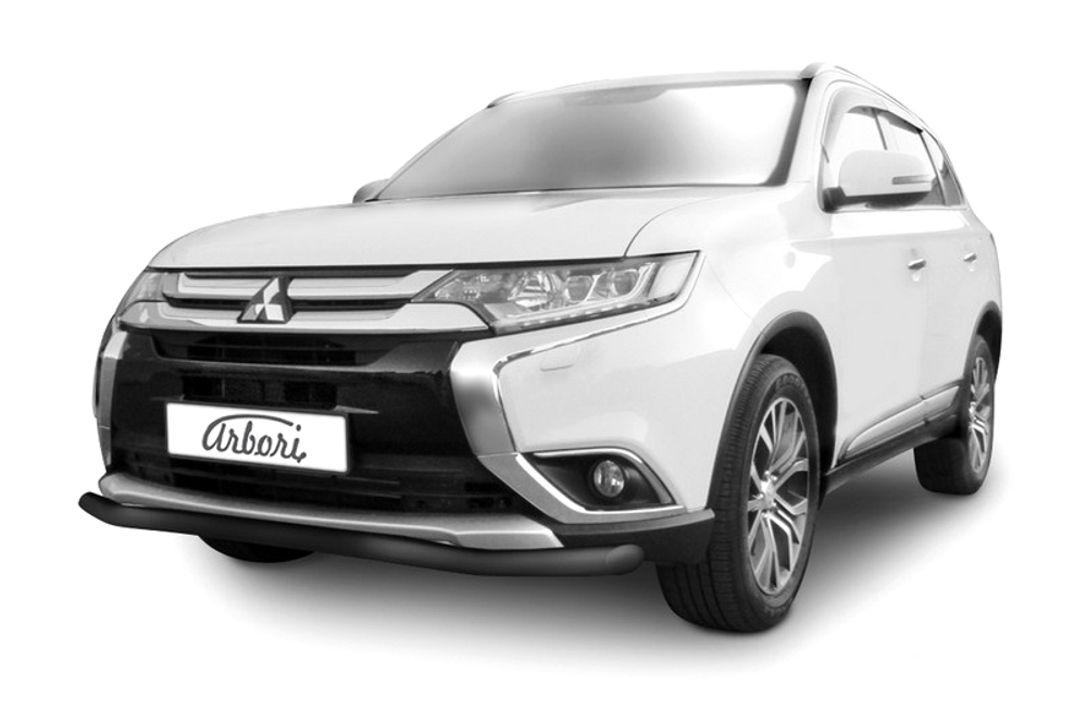 Защита переднего бампера d57 "волна" Arbori черн. для Mitsubishi OUTLANDER 3-го поколения 2-й рестайлинг (2015-2018гг)