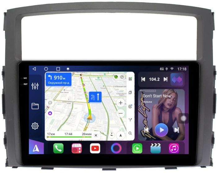 Магнитола для Mitsubishi Pajero 4 2006-2022 - FarCar S500-TS10 монитор 9.5" QLED на Android 14, Быстрая, CarPlay, 4G SIM-слот