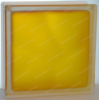 Стеклоблок полуматовый медовый волна (матовый с одной стороны) Vitrablok  19x19x8 окрашенный изнутри