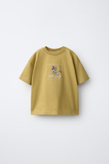 ZARA ФУТБОЛКА С ВЫШИВКОЙ «МИККИ МАУС» ©DISNEY, ОЛИВКОВЫЙ