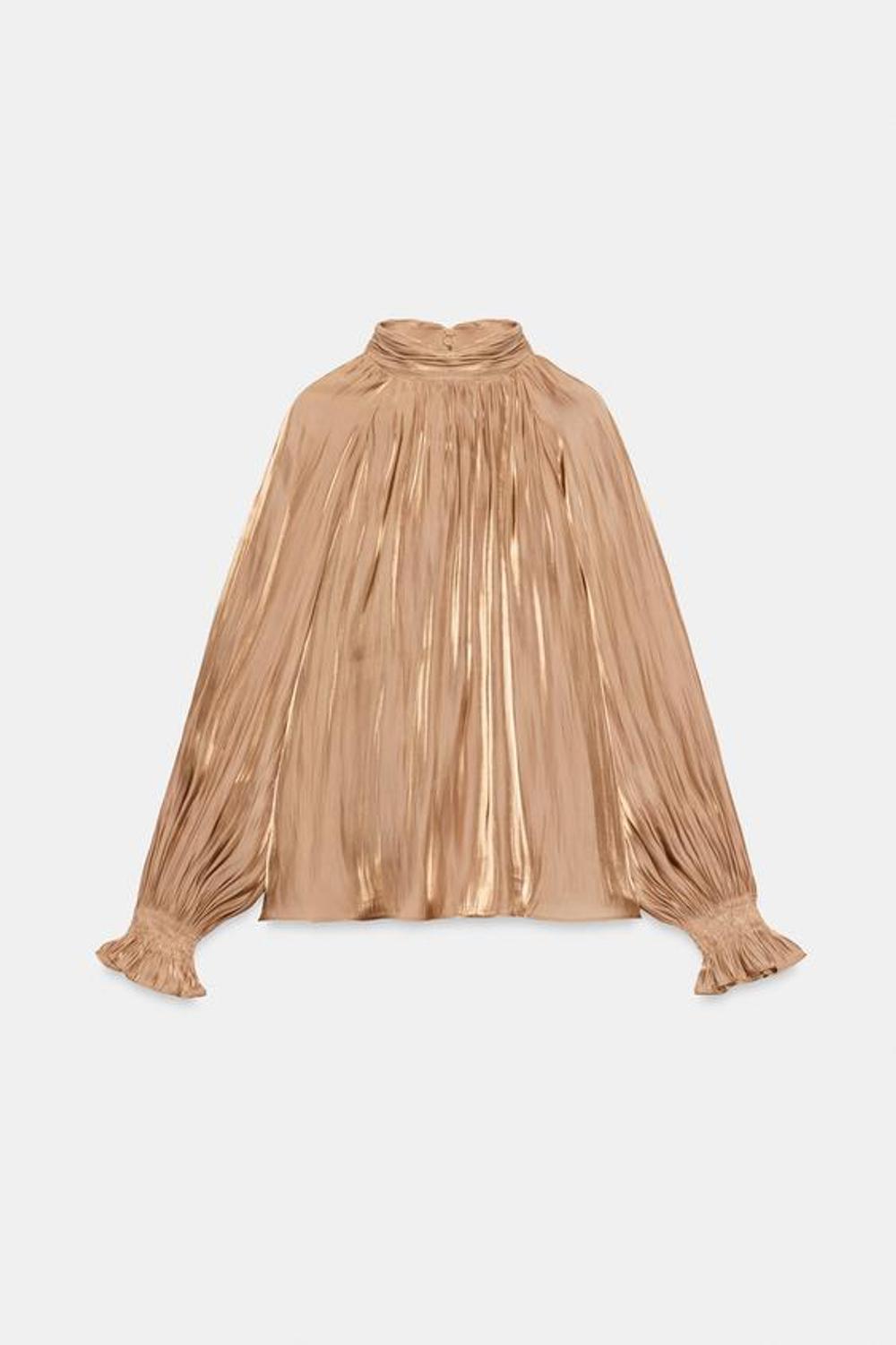 ZARA АТЛАСНАЯ БЛУЗА С БАНТОМ, МЯГКИЙ КАШТАНОВЫЙ