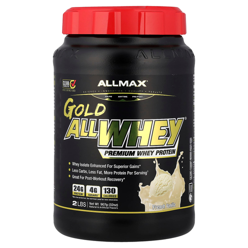 ALLMAX, GOLD ALLWHEY®, сывороточный протеин премиального качества, французская ваниль, 907 г (2 фунта)