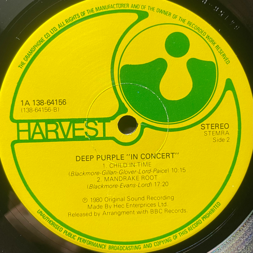 Deep Purple ‎– In Concert 2LP