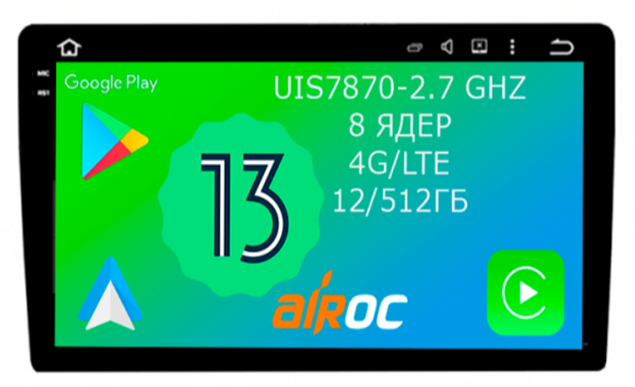 Магнитола для Ford Mondeo 4, Focus 2, S-Max/Galaxy (ШГУ овальное) - Airoc 2K AU-1706 на Android 13, Быстрейшая, SIM-слот