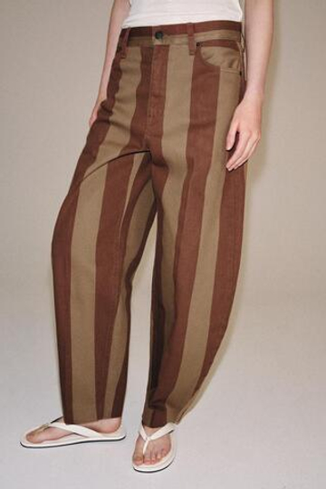 ZARA ДЖИНСЫ TAPERED С ВЫСОКОЙ ПОСАДКОЙ И ПРИНТОМ — ZW COLLECTION, ПОЛОСКИ
