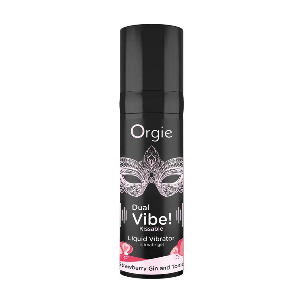 Съедобный жидкий вибратор Dual Vibe! со вкусом клубничного джина с тоником - 15 мл.
