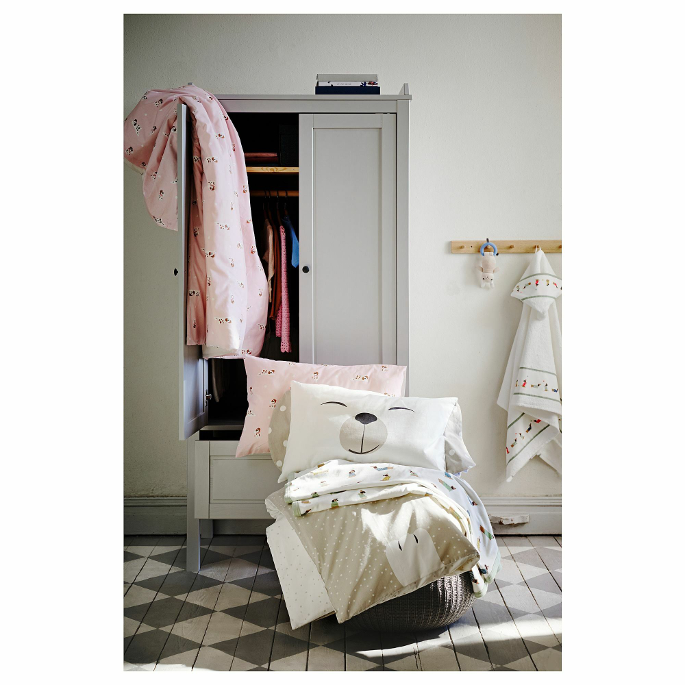 Полотенце банное детское IKEA DROMSLOTT (ДРЁМСЛОТТ), Белый с рисунком, 60х125 см