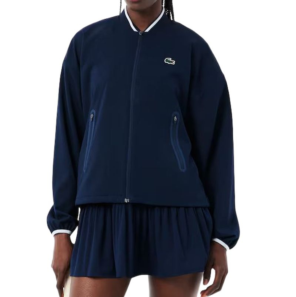 Женская теннисная куртка Lacoste Tennis Water-Repellent Track - navy blue