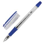 Ручка шариковая масляная с грипом BRAUBERG "i-Rite GT", СИНЯЯ, корпус прозрачный, узел 0,7 мм, 143300