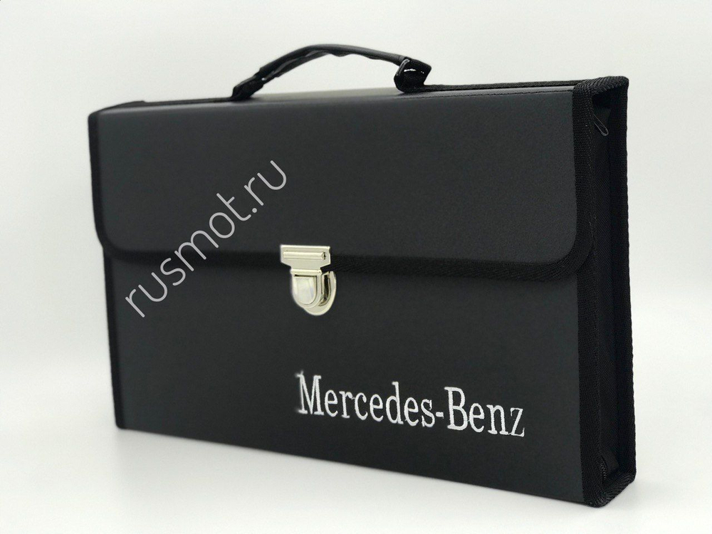 Папка для водителей черная с логотипом вышивка Mercedes кожа