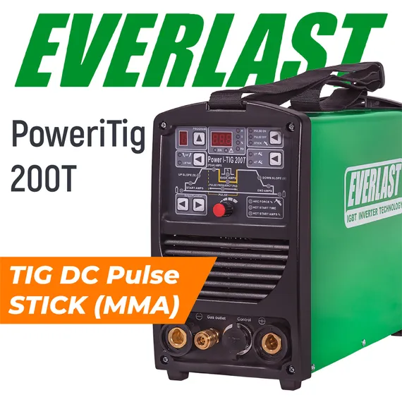 PoweriTig 200T Everlast Установка аргонодуговой сварки 3EV200T — полупрофессиональный аргонодуговой сварочный аппарат tig для монтажников, 200 А