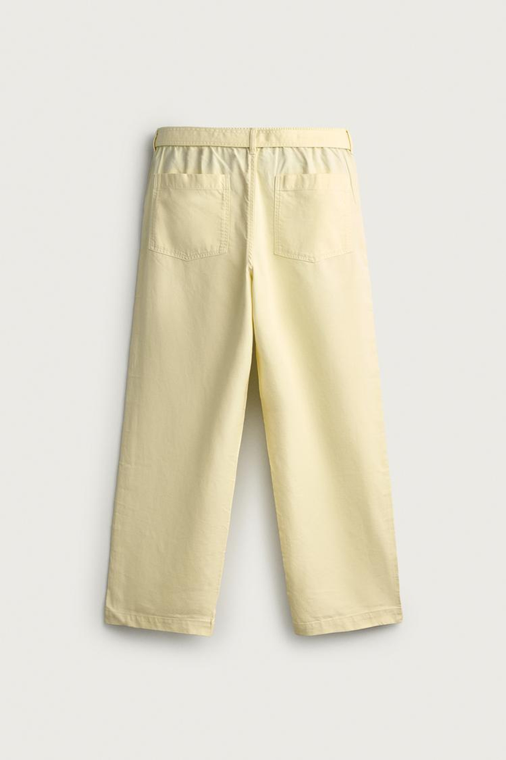 ZARA БРЮКИ RELAXED FIT СО СКЛАДКАМИ И РЕМНЕМ, СВЕТЛО-ЖЕЛТЫЙ