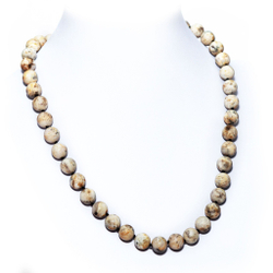 Бусы из пейзажного янтаря натуральные, длина 51 см, бусины 10 мм. Бусы янтарь белый бархат