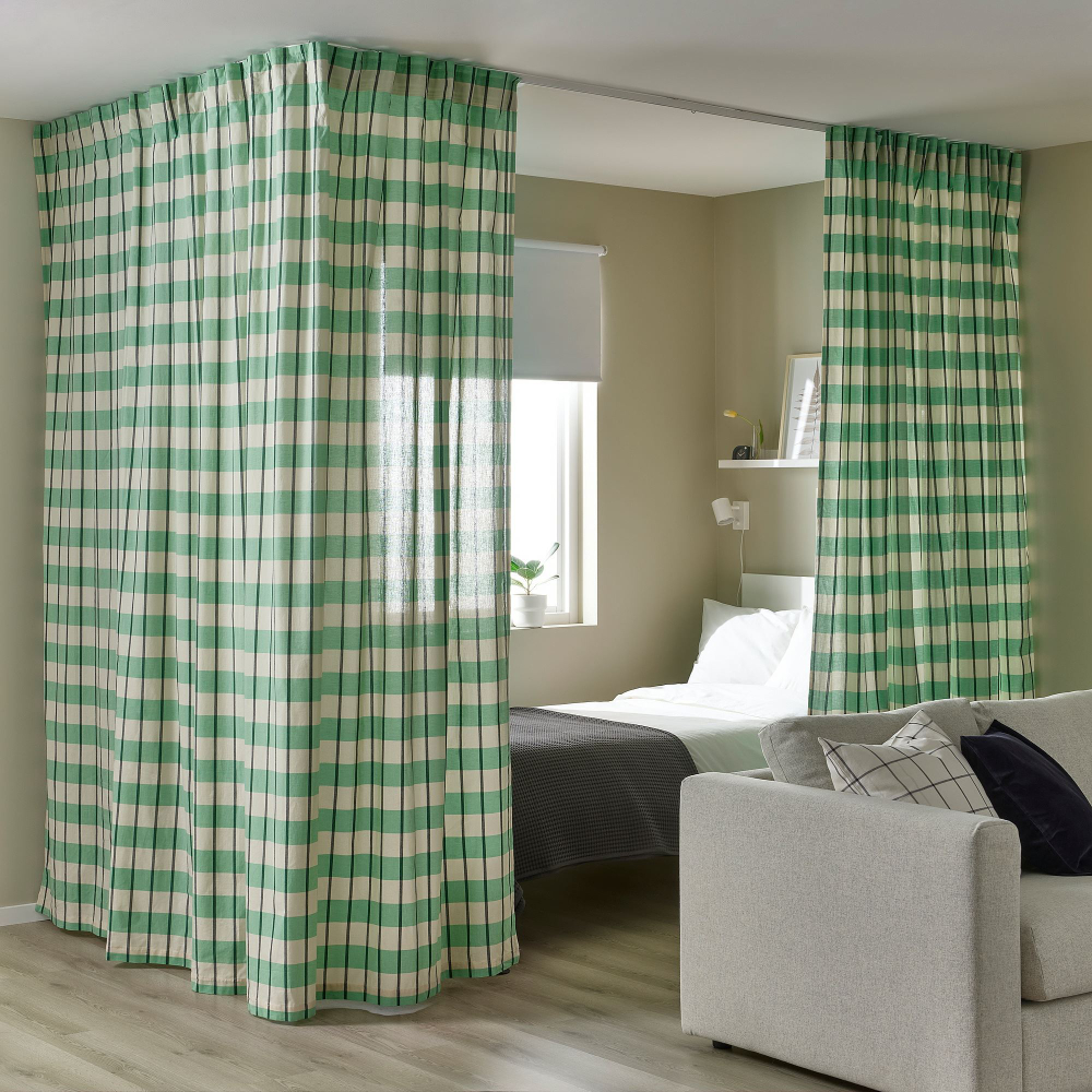 Штора IKEA GLANSHAGTORN (ГЛАНШАГТОРН), Зеленый, 300х250 см