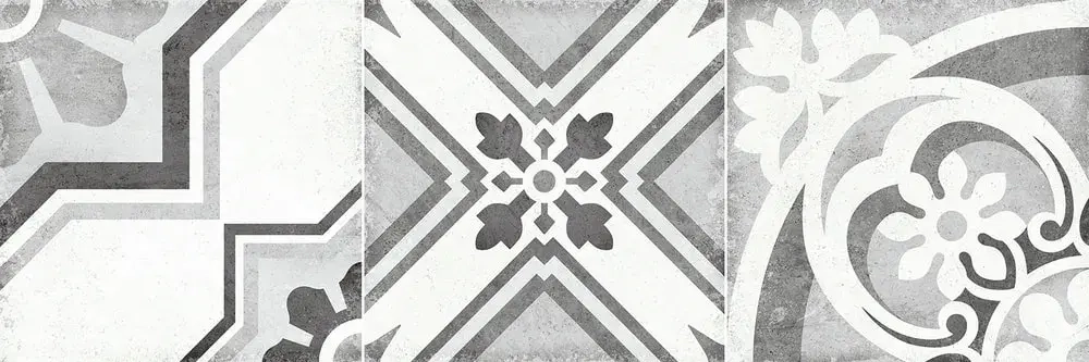 Настенная плитка ALMA Ceramica TWA11COR017 Costa Rica 60x20 белая / серая матовая с орнаментом / пэчворк