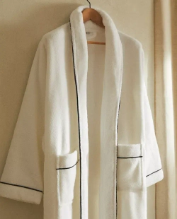 ZARA HOME БАННЫЙ ХАЛАТ С ОКАНТОВКОЙ, ЧЕРНЫЙ