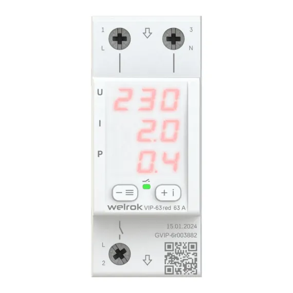 Реле напряжения Welrok VIP-63 red 63А 42123