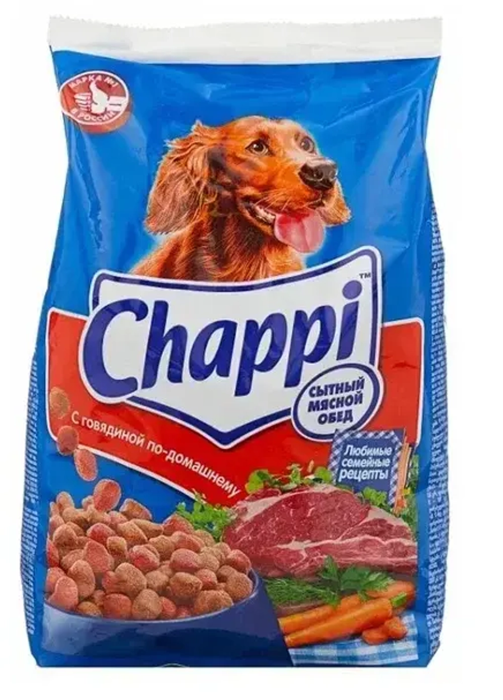 Корм д/взр.собак CHAPPI Сытный мясной обед с говядиной д/всех пород сух. (Россия) 15кг