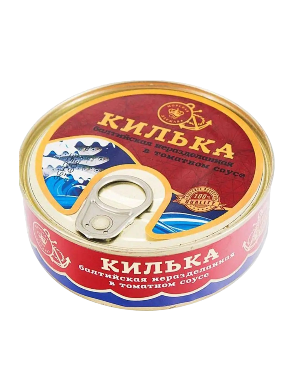 Килька Морская Держава балтийская в томатном соусе Банка №3 ключ 230г