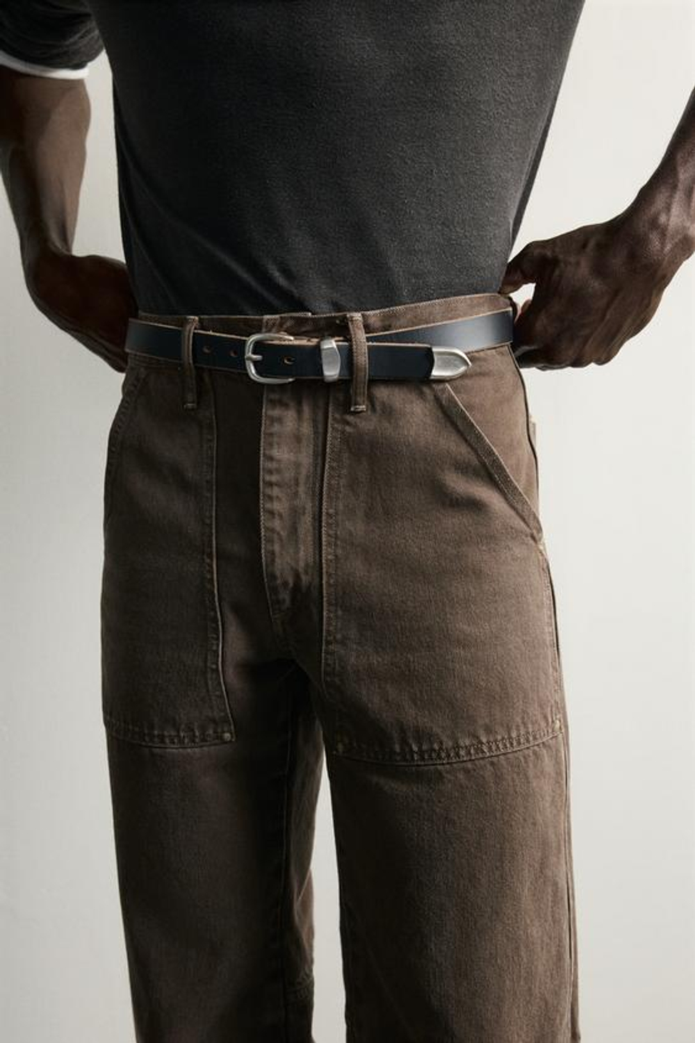 ZARA ДЖИНСЫ STRAIGHT FIT С КАРМАНАМИ 2026 TANAKA NY TYO LTD.©, КОРИЧНЕВЫЙ