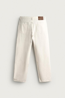 ZARA ДЖИНСЫ RELAXED FIT С ЭФФЕКТОМ СТИРКИ, СВЕТЛО-БЕЖЕВЫЙ