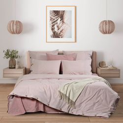 Постельное белье 2 спальное евро макси Sharmes Rustic розовая полоса